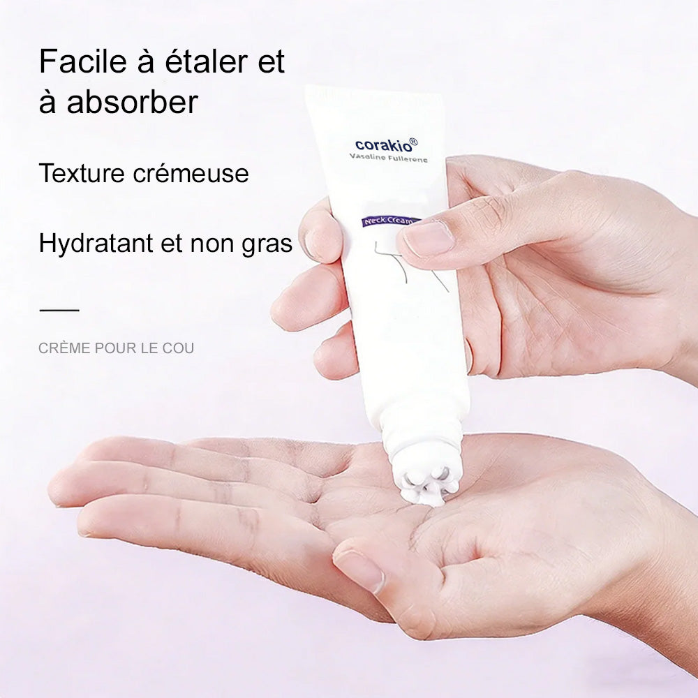 ✨corakio® Crème de massage pour le cou à rouleau ✨ Collagène & acide hyaluronique | Raffermit le cou, atténue l’apparence des rides et du double menton