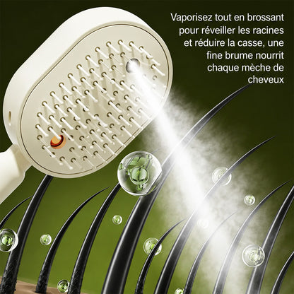 🫧Brosse Brume Capillaire Haute Technologie Corakio® — LED Rouge & Soin Vapeur pour une Densité Instantanée