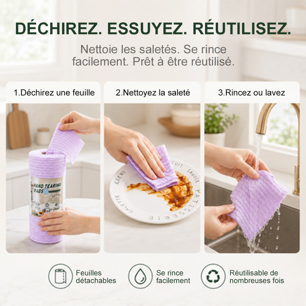 🏠 corakio® Chiffon Microfibre Déchirable – Nettoyez Sans Réutiliser de Chiffons Sales