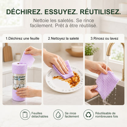 🏠 corakio® Chiffon Microfibre Déchirable – Nettoyez Sans Réutiliser de Chiffons Sales