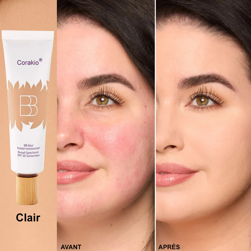 ☁️Corakio® BB Blur Crème Teintée SPF 30 – Illumine, Hydrate & Lisse Instantanément la Peau ✨