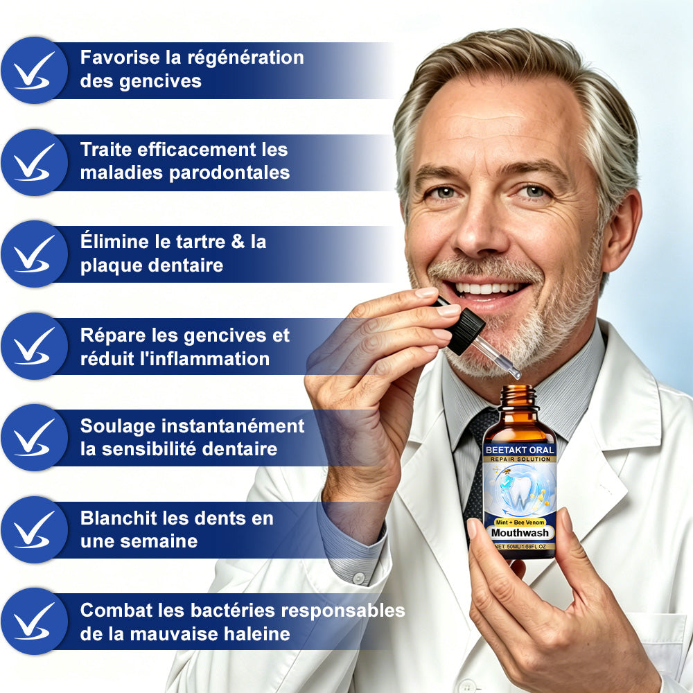 💡corakio® Soin Réparateur Buccal, Gouttes Concentrées au Venin d'Abeille contre le Déchaussement, Saignements & Plaque - Alternative au Bain de Bouche