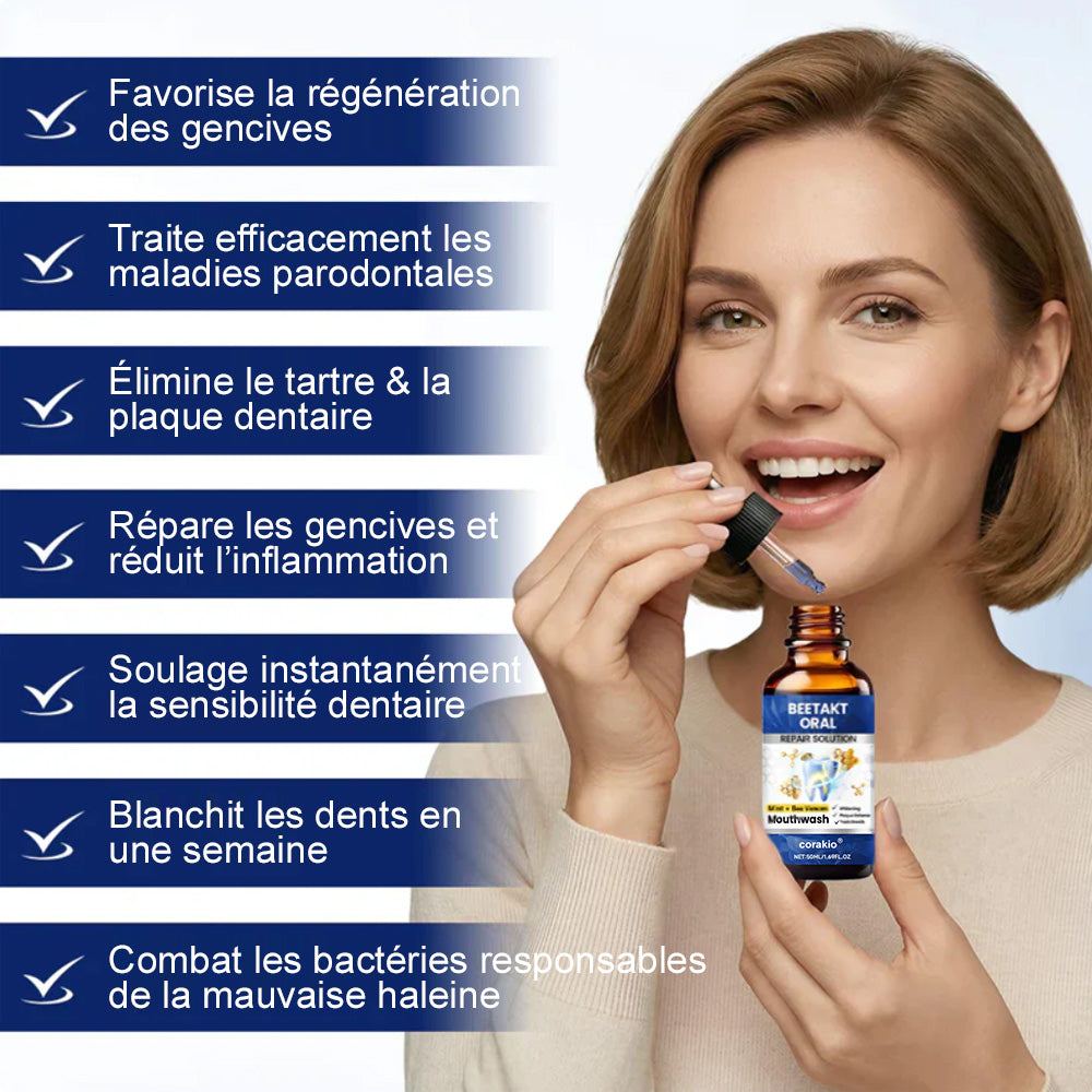 🌿 corakio® Soin Réparateur Buccal, Gouttes Concentrées au Venin d'Abeille contre le Déchaussement, Saignements & Plaque - Alternative au Bain de Bouche
