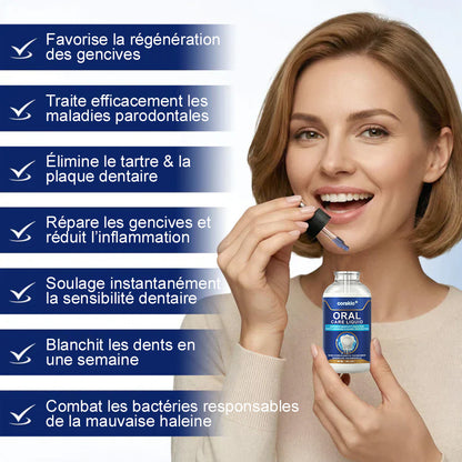 🦷🔥 Solution de Soins Buccaux – Traite efficacement les dommages à l'émail, l'inflammation gingivale, les maux de dents, la sensibilité dentaire, les saignements des gencives, la parodontite, les caries, les aphtes et la mauvaise haleine.