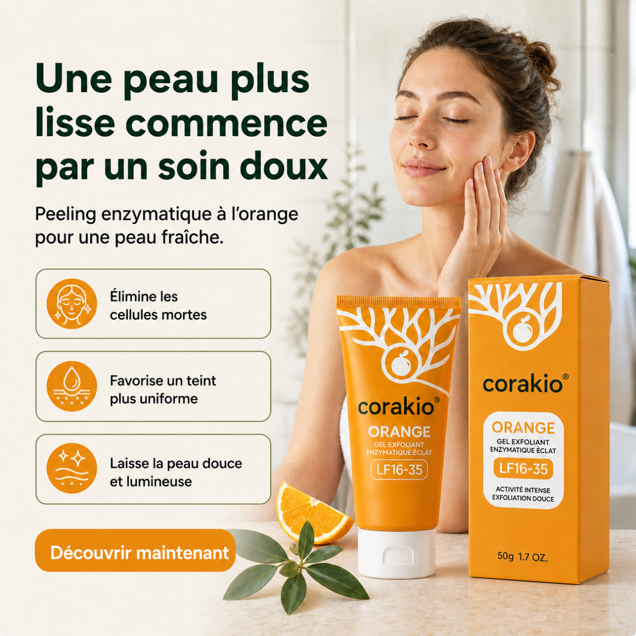 🆙corakio® Gel exfoliant à l’enzyme d’orange