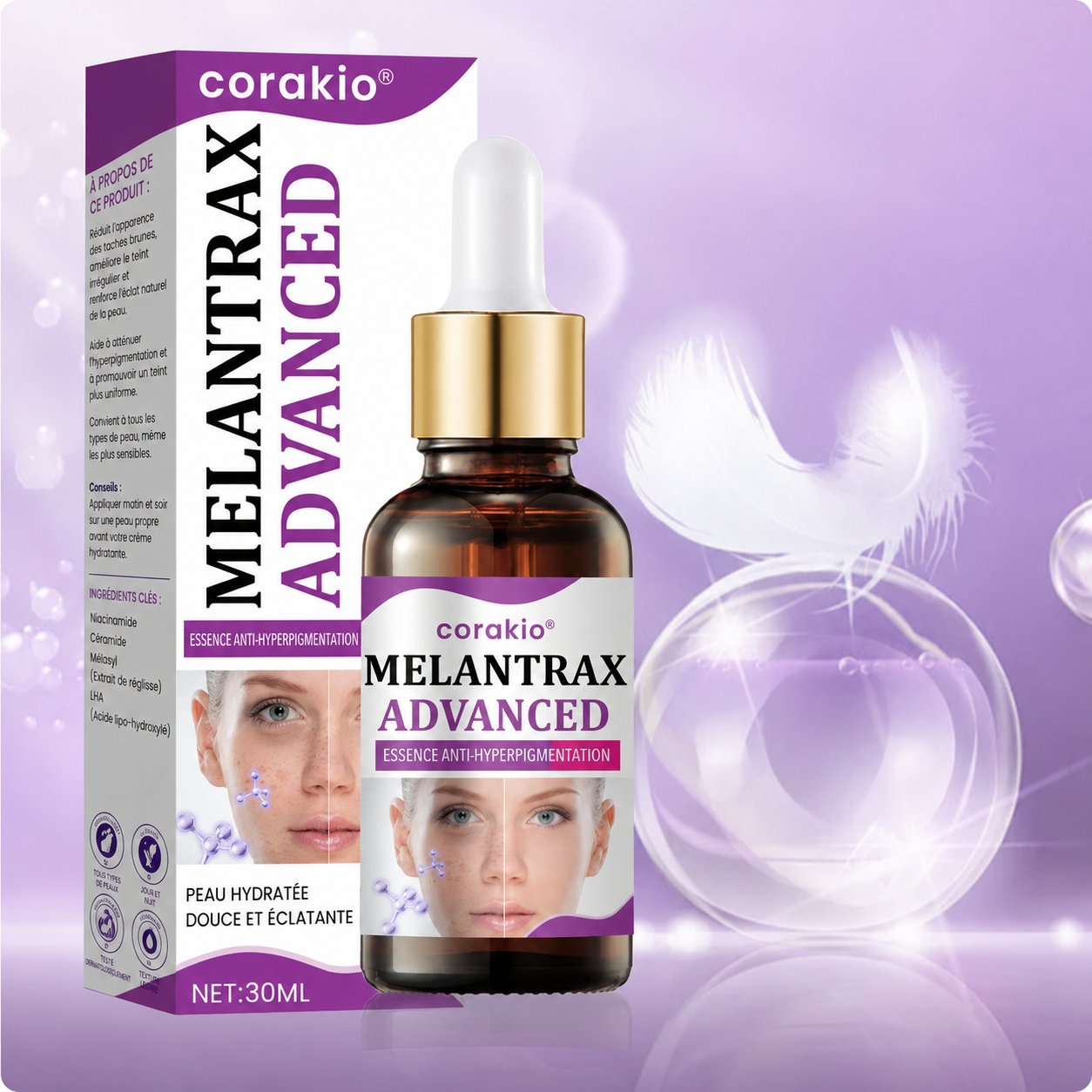 🆙corakio® MelantraX – Essence avancée anti-hyperpigmentation