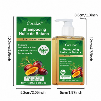 🌿Corakio® Shampooing à l’Huile de Batana & Extrait de Romarin — Aide à Renforcer les Racines et Revitaliser les Cheveux