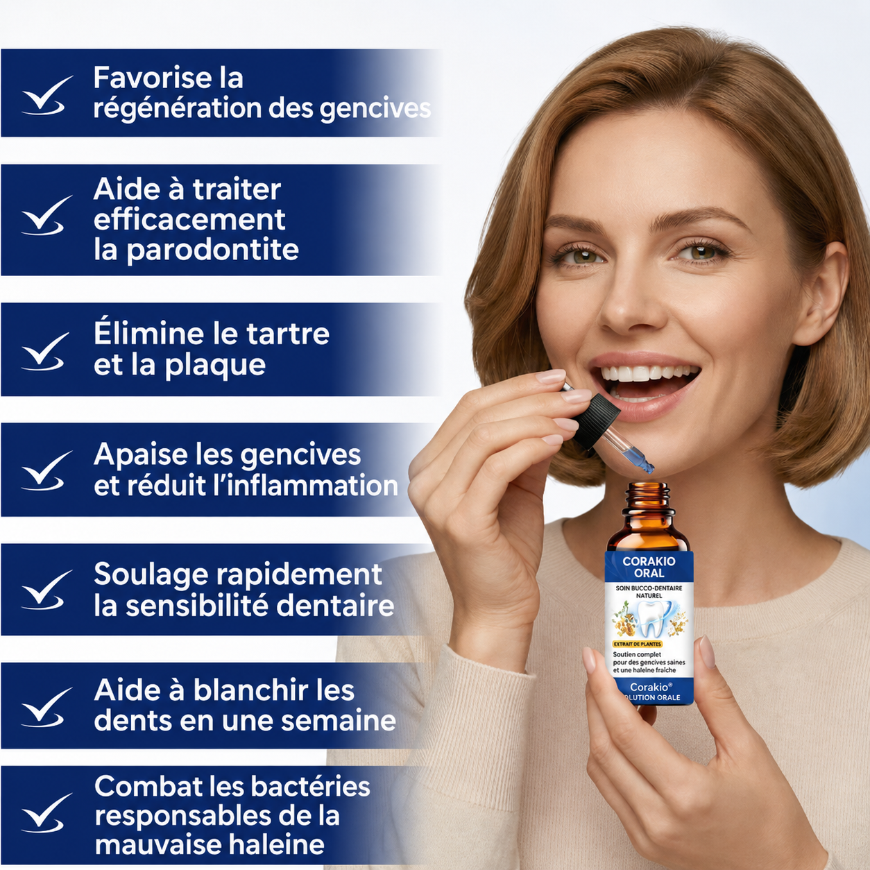 🦷 Corakio® Solution Bucco-Dentaire Réparatrice au Venin d’Abeille — Bain de Bouche Concentré pour Haleine Fraîche & Protection Anti-Plaque