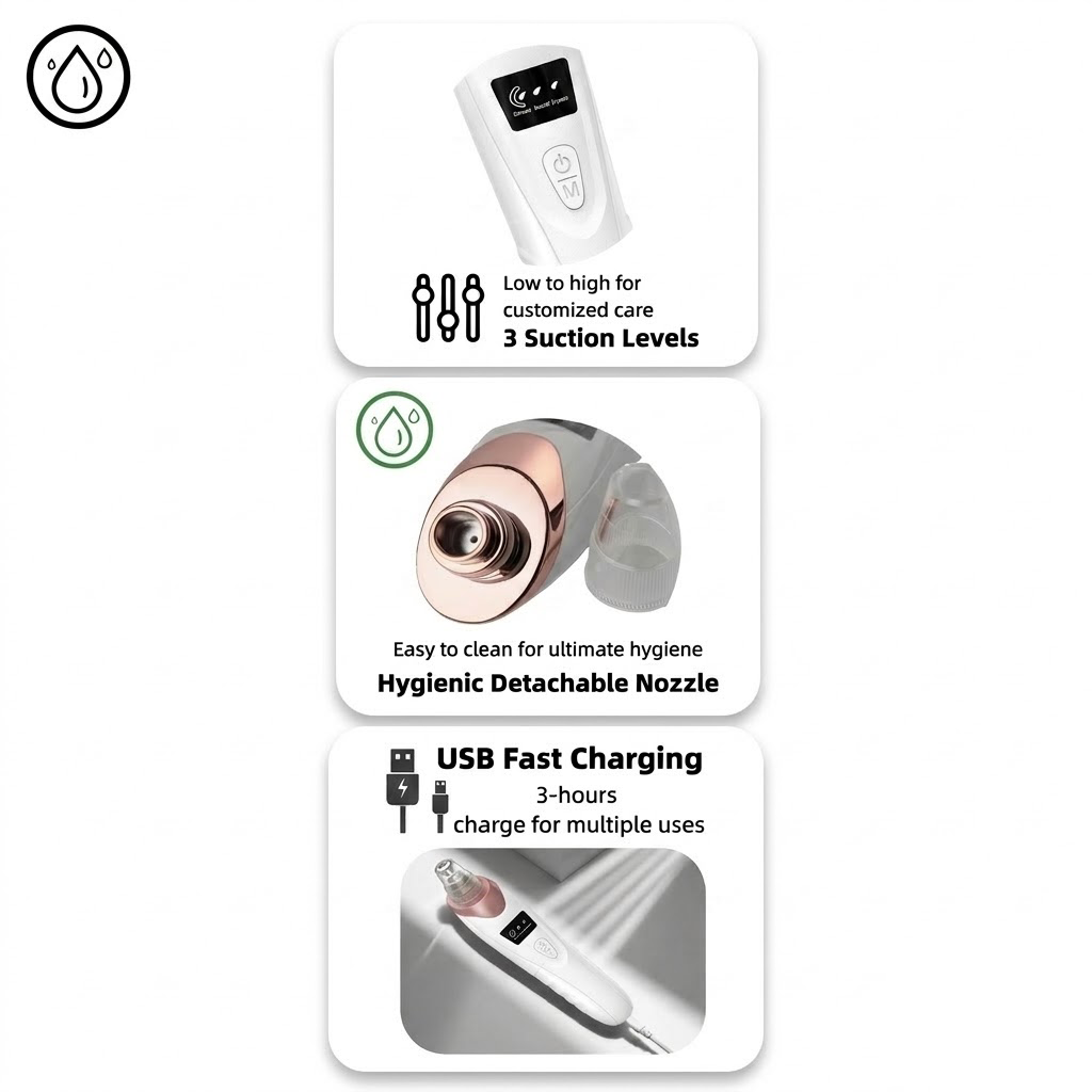 🆙Vide Pore électrique & Blackhead Remover - Rechargeable Spot Extractor Tool Setf